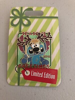 Disney Parks Stitch with Reindeer Mask 2018 Seasons Greetings LE Pin