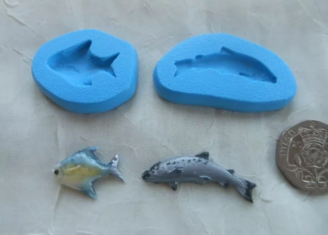 1:12 Scale Dolls House Miniature CRAFT MOULDS: Flatfish & Salmon 16x21/11x32mm