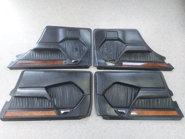 85-95 Set of door cards wood Mercedes Benz W124 sedan, BLACK LUXURY CRUMPLED