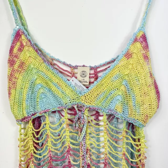 Urban Outfitters Crochet String Top Size L Rainbow Festival Boho