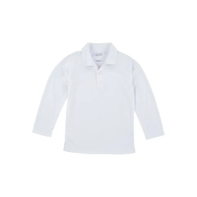 George Polo Shirt Boys White Long Sleeve Collared Performance School Uniform XL