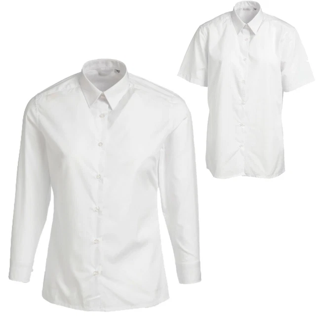 Camicia formale scuola per ragazze camicetta bianca intelligente formale maniche lunghe e corte