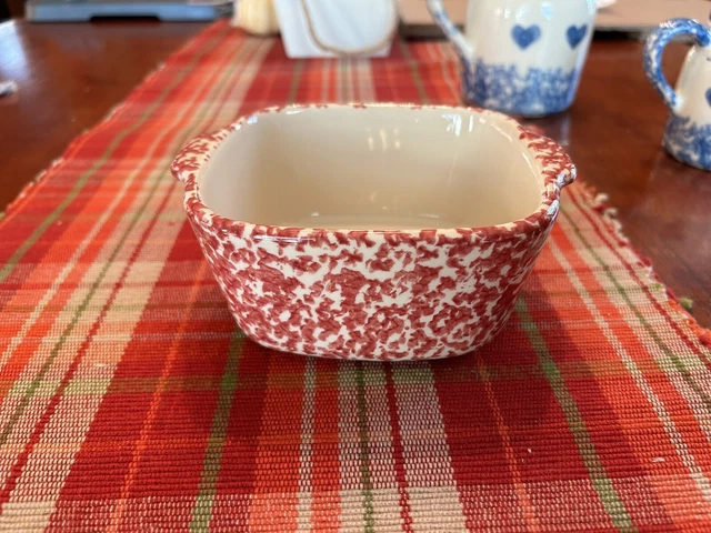 Roseville Spongeware Workshop of Gerald Henn 5x5 Small Casserole Dish Cranberry