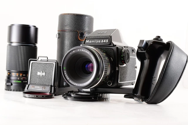 【EXC+5】 Mamiya M645 1000S Prism Waist Level Finder Sekor C 80mm 210mm Lens Japan