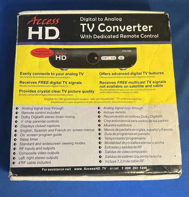 Access HD Digital to Analog TV Converter w/ Dedicated Remote Control DTA1080D