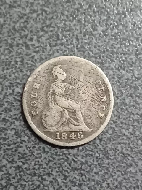 1846 Queen Victoria  Four Pence (Groat )Coin  (925 Silver )