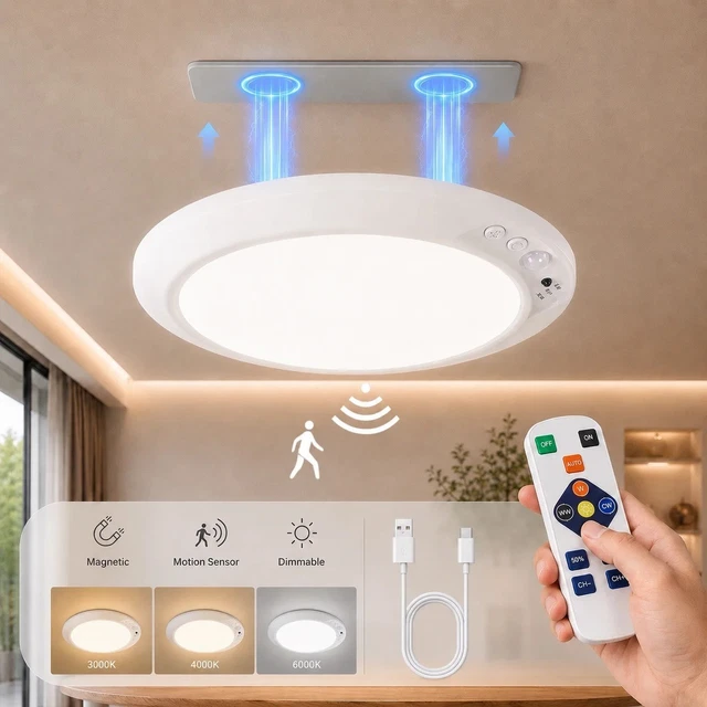 Various Led Lights LED MOTION SENSOR Light Rechargeable Wireless Magnetic Ceiling/Wall ...