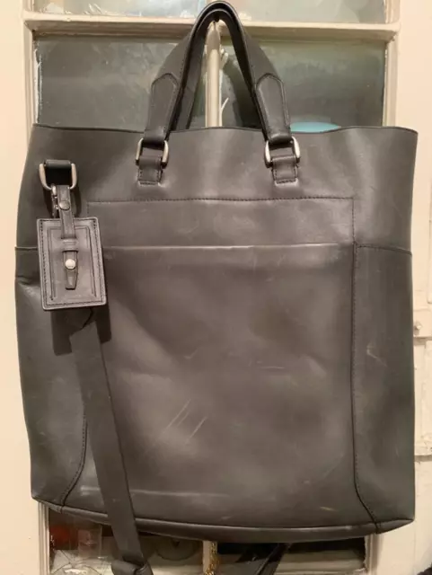 RARE TUMI Alpha Gray Full Leather Travel Shopper Carry on Bag Tote Weekender