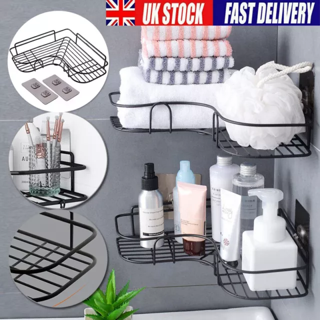 Punch-Free Corner Shower Shelf Bathroom Kitchen Storage Holder Tripod Rack .