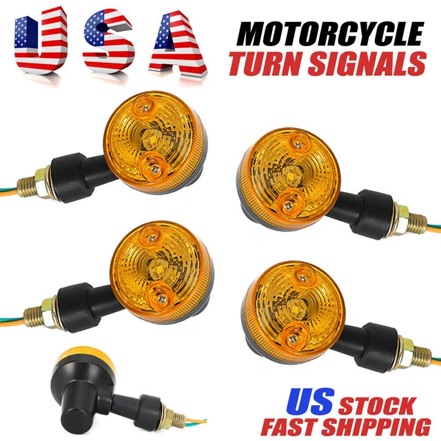 4X Waterproof Motorcycle Turn Signals Lights Blinker Light Black Amber Universal
