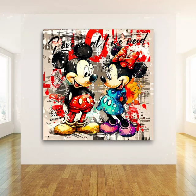 Leinwand Bild Pop Art Minnie & Micky Wand Bilder Raum Deko Kunstdruck Modern