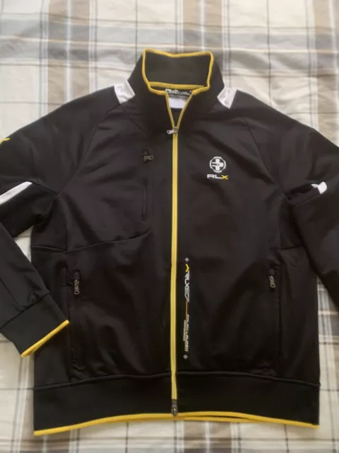 Mens RLX Ralph Lauren Performance Golf Jacket Black & Yellow Size XL