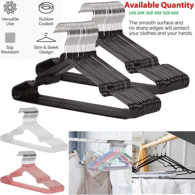 Metal Rubber Coated Non Slip Coat Clothes Hangers Trouser Hanging Space Saving