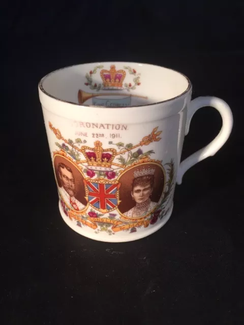 Antique Shelly China Mug King George V Coronation 1911 Urban District Chadderton