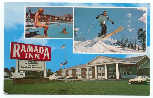 South Burlington VT Ramada Inn Vintage Multi-View Postcard ~ Vermont