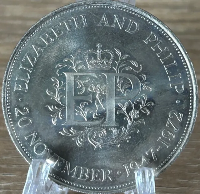 1972 Queen Elizabeth and Prince Philip Silver Wedding Anniversary Crown Coin