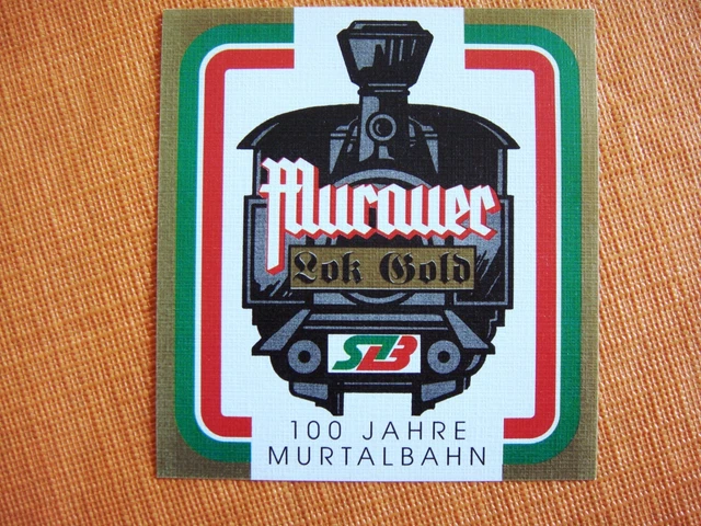 AUSTRIA beer label - Brauerei MURAU with train
