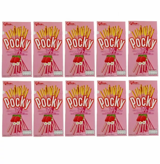 10 x Glico Pocky Biscuit Stick Chocolate Strawberry & Other Flavour Japanese Sn