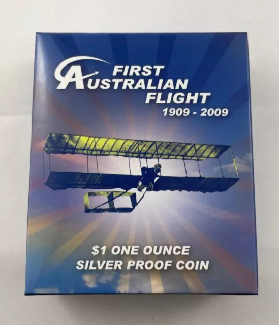 2009 Tuvalu First Australian Flight Silver 1oz Proof Coin - Perth Mint -