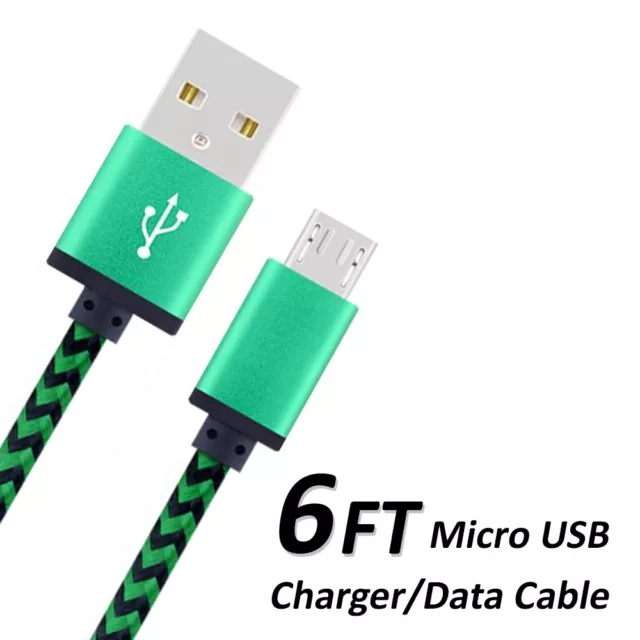 6FT Micro USB Charger Braided Fabric Cable Cord Sync For Android Cell Phone