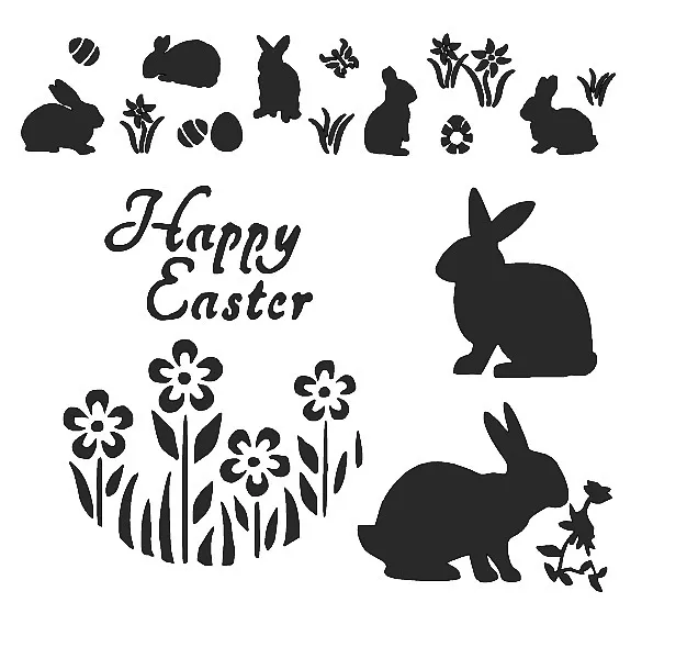 Stencils Crafts Templates Scrapbooking Easter Stencil Bunny Happy Easter Flowers