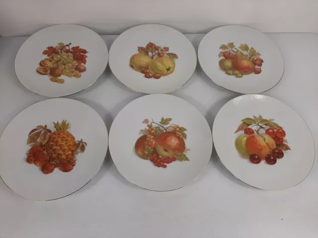 Set Of 6 Bareuther Waldsassen Bavaria Germany Fruit Nuts Salad Plates