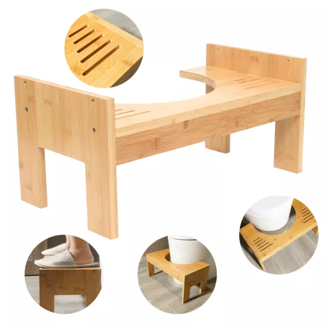 Toilettenhocker Toilettenhilfe Rutschfest WC Schemel Toilettenstuhl Bambus DE