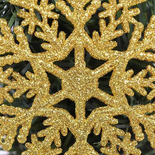12pcs 10cm Glitter Powder Snowflake Xmas Ornaments Christmas Tree Decor Party We