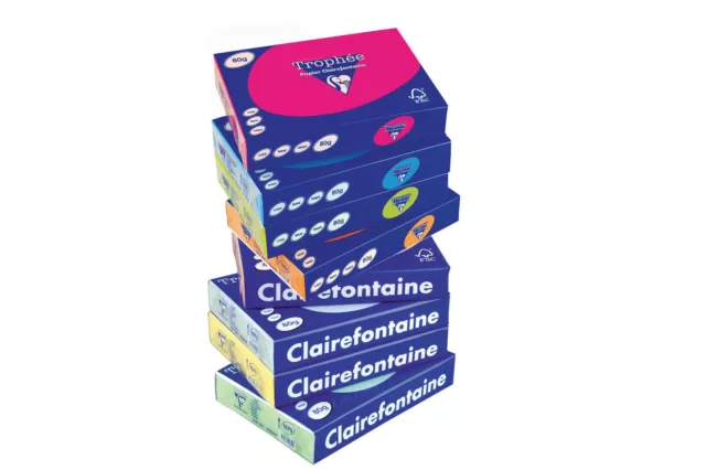 Clairefontaine Trophee Farbiges Papier 80 120 160 210g/m² A4 Pastell Intenisv