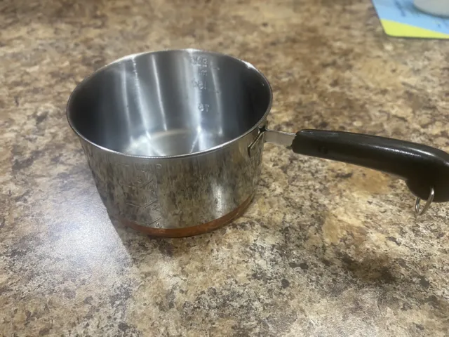 Revere Ware 75-225ml Copper Bottom Stainless Steel Measuring Cup Sauce Pan