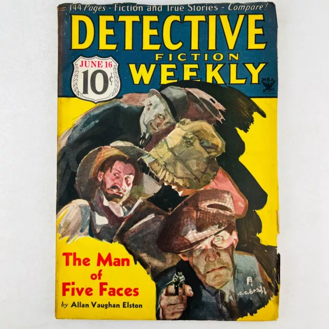 Rare Pulp!!  Detective Fiction Weekly - 1934 June 16 - Man Of Five Faces - Fine