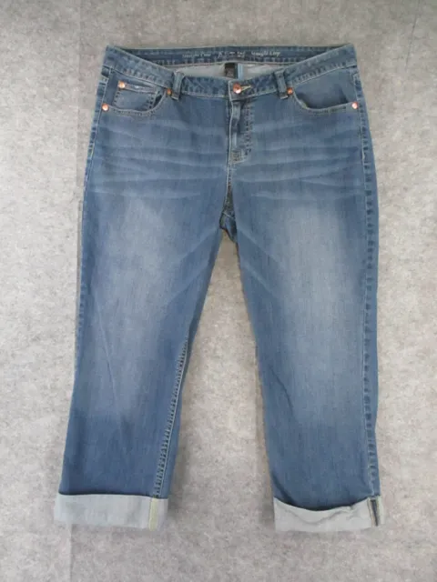 Apt 9 Jeans Womens 14 Blue Denim Straight Crop Modern Fit Mid Rise Outdoor 35x23