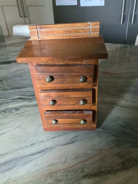 Antique Miniature 3-Drawer Mini Dresser / Chest Jewelry Box Wooden