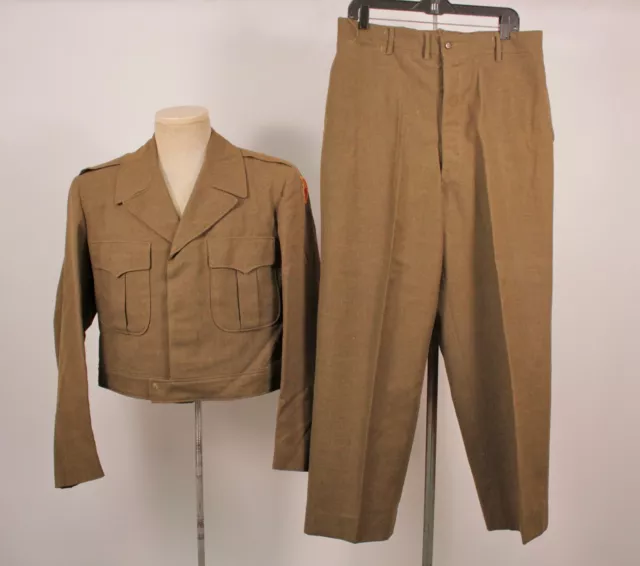 Vtg Men's Korean War 50s US Army Wool Uniform Ike Jacket & Pants Sz L 42 1950s