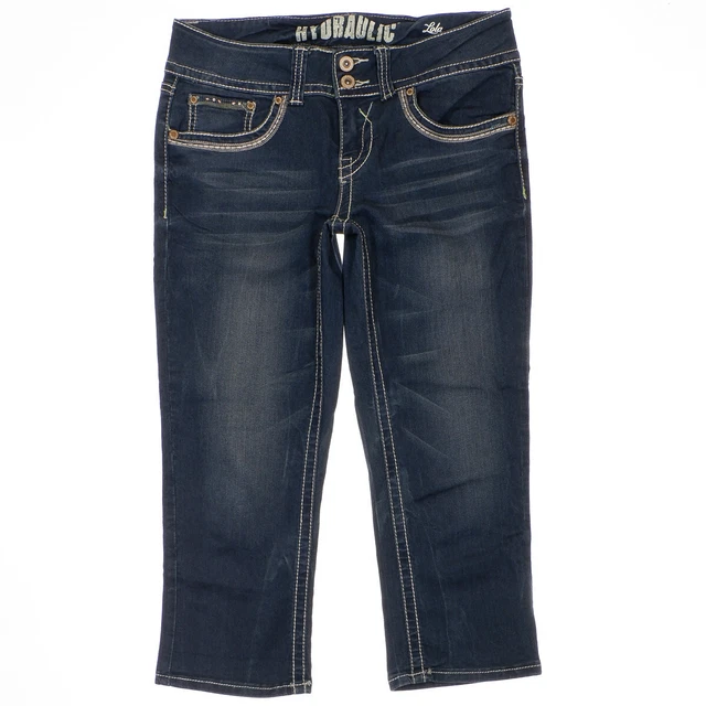 Hydraulic Lola Crop Jeans Size 9/10 Junior Womens Embellished Blue Stretch 30x20