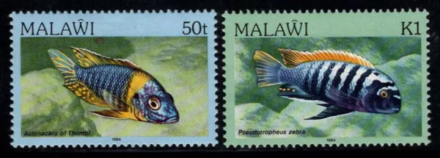 Malawi 1984 Mi. 419, 421 I Neuf ** 100% Poissons, 50 T,1 K