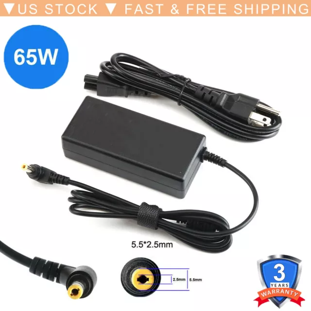 19V 3.42A 65W Laptop Charger Power Supply AC Adapter for Acer Toshiba Gateway US