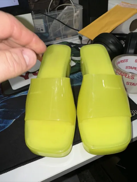 Steve Madden Harlin Chunky Jelly Neon Slide Sandals Citron Yellow Womens 10
