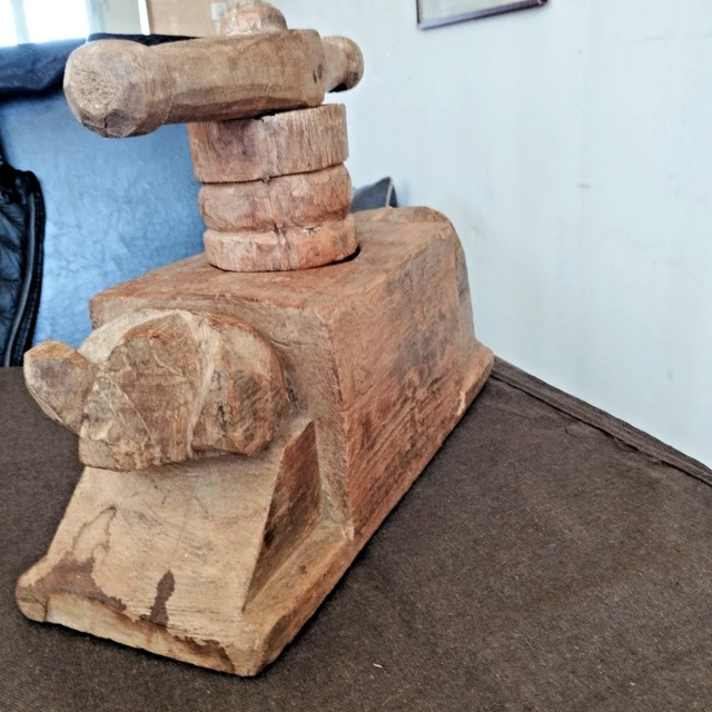 Pilon Ancien En Bois - Art Populaire Français - Longueur 23,5 Cm - Occasion - Ustensile De Cuisine Vintage
