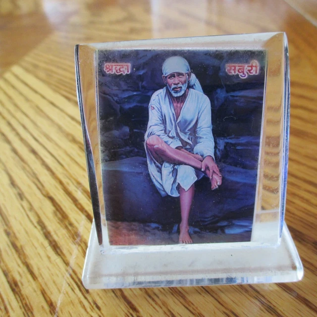 Satya SAI BABA Shirdi INDIA 2" With STAND GOLD Finish FIGURE Statue DEITY Diety
