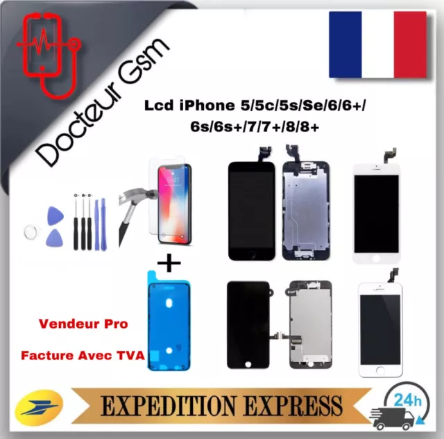 Ecran Vitre Lcd Complet Sur Chassis Iphone 5 5C 5S Se 6 Plus 6S 7 8 Plus + Outil