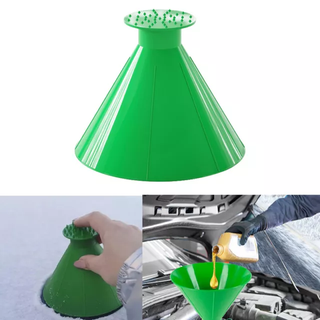 1Pc Magical Car Windshield Ice Snow Remover Scraper Tool Round Funnel Cone Green