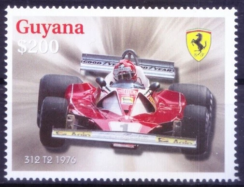 Guyana 2009 MNH, Ferrari Racing Cars, Sports, Automobile, 312 T2 1976