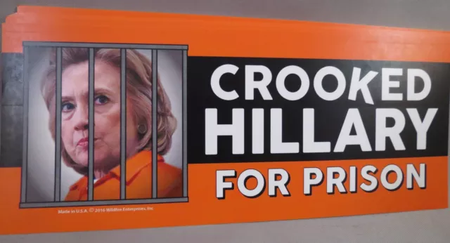 WHOLESALE LOT OF 20 CROOKED HILLARY FOR PRISON STICKERS TRUMP 2016 $ Anti bumper