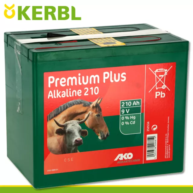 Kerbl Ako Alcalin Pile de Clôture 9V 210Ah Tension Schutz Vaches Bovins Mouton