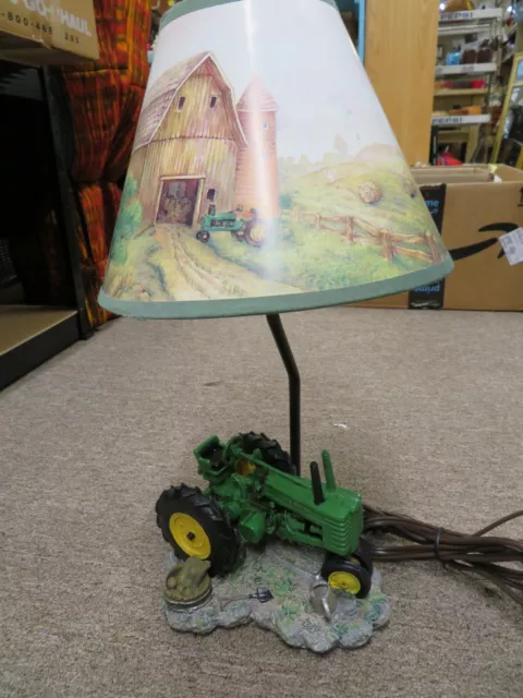 John Deere Tractor DESK Lamp Resin 16” Vintage 1999 Original Shade