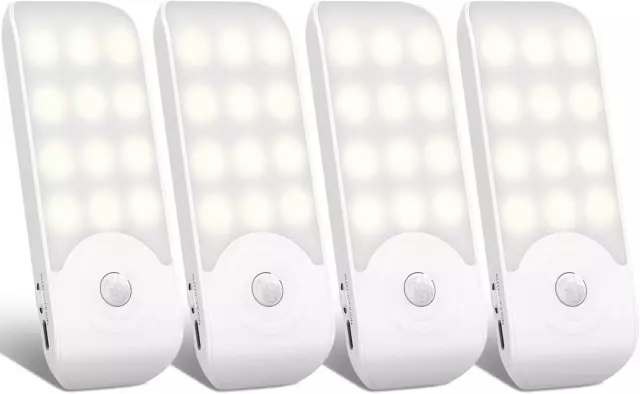 Luce Notturna(4 Pezzi), Luce Armadio Lampada LED Ricaricabile USB Con Sensore Di