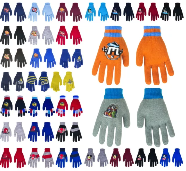 KIDS Boys Kids Childrens Pair of Winter Gloves Warm Character Novelty NEW UK