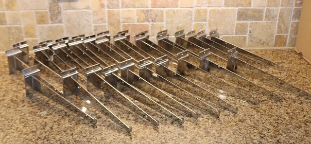 10" Slatwall Chrome Shelf Brackets LOT OF 29
