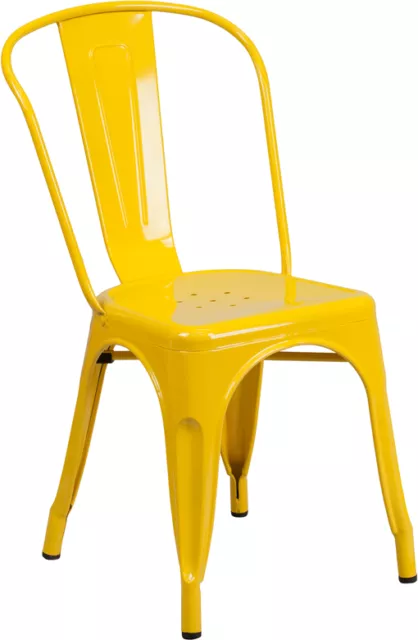 Industrial Style Yellow Metal Restaurant Chair - Outdoor Cafe Bistro Chair